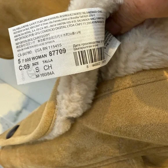 Mango Women's Tan Shearling Jacket Small NWT - Picture 6 of 6